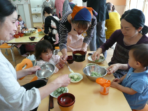 きなこをかけて