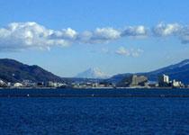 諏訪湖と富士山写真