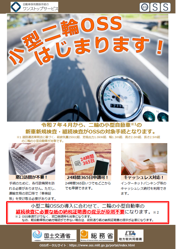 小型二輪車の軽OSSリーフレット1